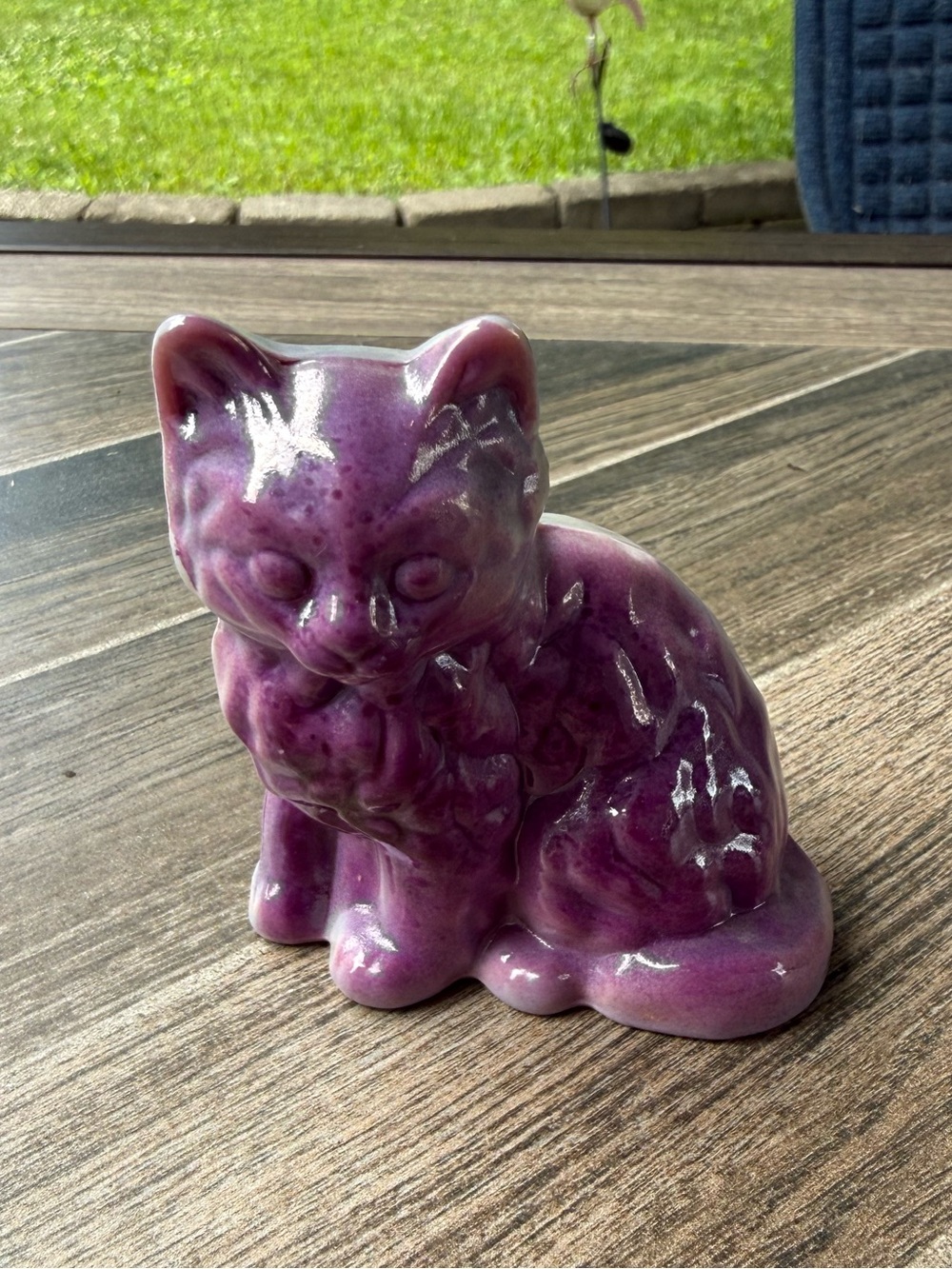 HTF Mosser Purple & Gray Fluffy Glass Cat